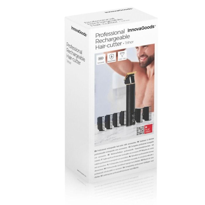 Pack Plantilla para Afeitado de Barba Hipster Barber y Cortapelos Profesional Recargable con Accesorios InnovaGoods 11