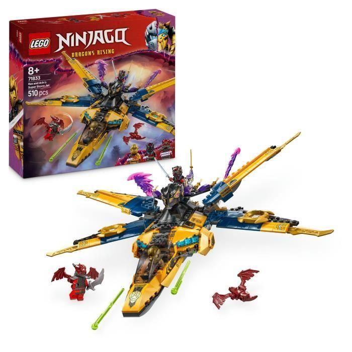 LEGO 71833 NINJAGO El súper avión de tormenta de Ras y Arin - Juego de Construcción para 8 años