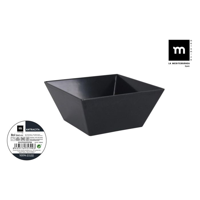 Bol de melamina antracita 18x8 cm - La Mediterranea (24 Unidades) Bol de melamina antracita 18x8 cm - La Mediterranea (24 Unidades)