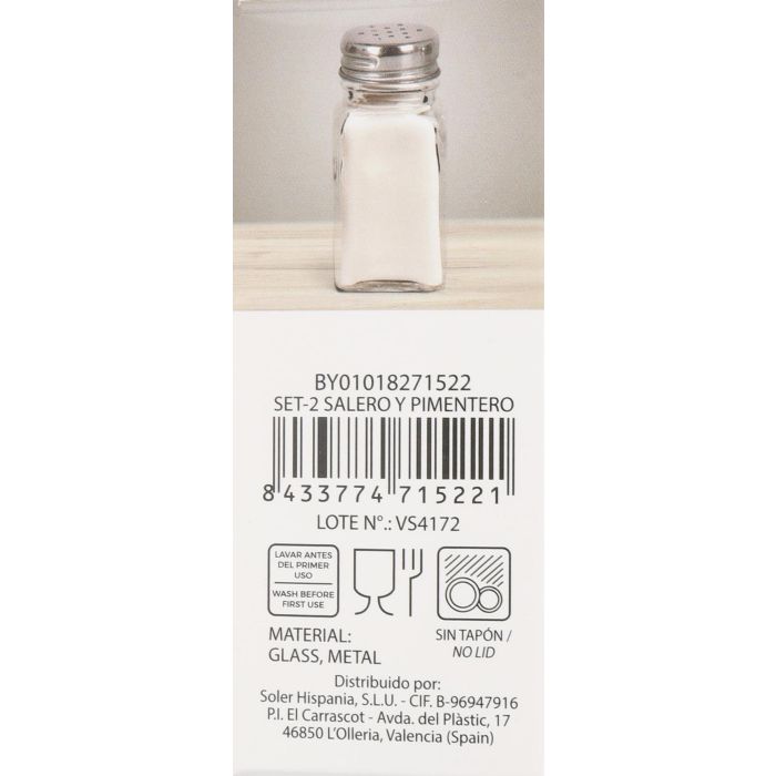 Anna Set de 2 Salero y Pimentero para Condimentos y Especias de Mesa de Cocina, 9,7 cm Alto (24 Unidades) 4