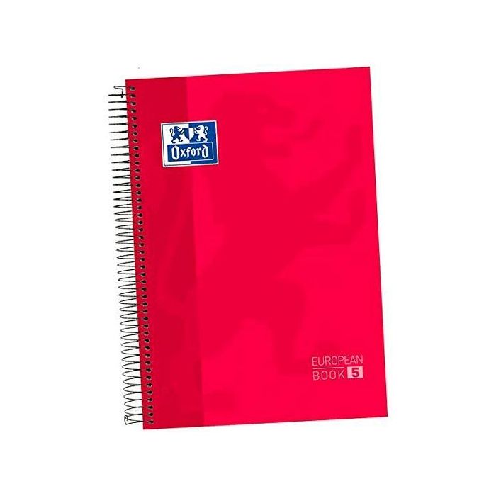 Oxford Cuaderno Classic Europeanbook 5 Microperforado 120H 50% Gratis A4+ Cuadrícula 5x5 Tapa Extradura Rojo (5 Unidades) (5 Unidades)