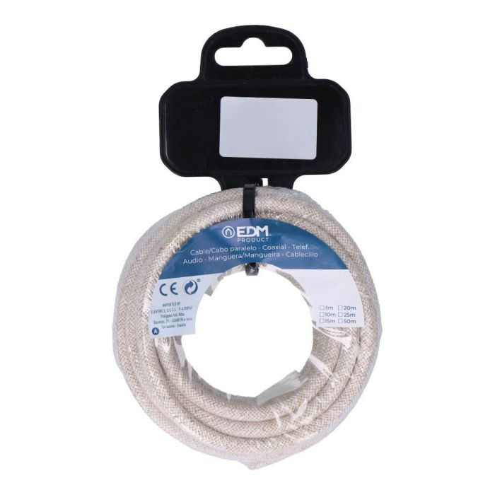Edm Carrete de cable cordón tubular H03VV-F 2x0,75 mm², color lino, 5 metros 1 Edm Carrete de cable cordón tubular H03VV-F 2x0,75 mm², color lino, 5 metros 1