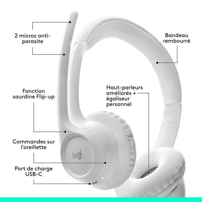 Auriculares - Inalámbricos - Logitech - Zone 300 - Blanco 5 Auriculares - Inalámbricos - Logitech - Zone 300 - Blanco 5