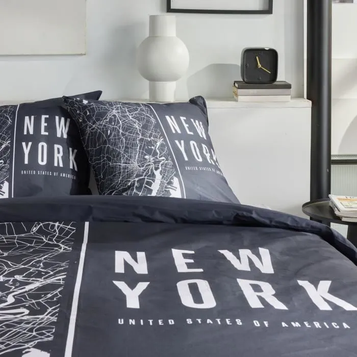 Today TOD3574641268619 Juego de Cama para 2 Personas 240x220 cm Algodón Estampado New York Negro 1