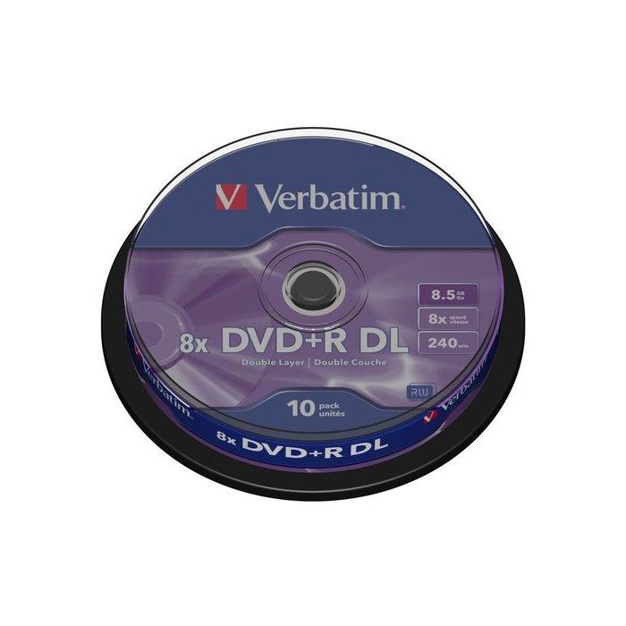 Verbatim DVD+R Doble Capa 8.5GB 8X 10 Unidades Spindle Superficie Matt Silver