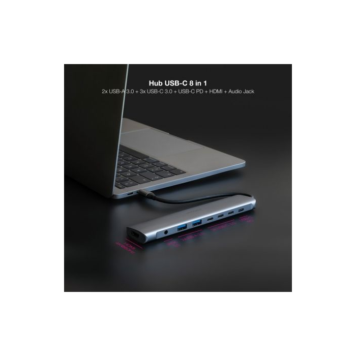 Docking Tipo-C Nanocable 10.16.4608/ 2xUSB/ 3xUSB Tipo-C/ 1xHDMI 4K/ 1xJack 3.5/ 1xUSB Tipo-C PD/ Gris 2 Docking Tipo-C Nanocable 10.16.4608/ 2xUSB/ 3xUSB Tipo-C/ 1xHDMI 4K/ 1xJack 3.5/ 1xUSB Tipo-C PD/ Gris 2