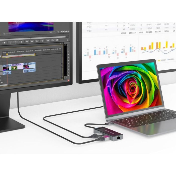 Conceptronic DONN14G Adaptador USB-C Multipuerto 7 en 1 a HDMI 4K, USB-C PD 100W, USB 3.0, GbE 6