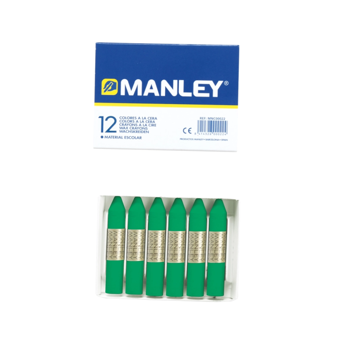 Manley Lápices de cera unicolor verde natural n.21 caja de 12 unidades 1