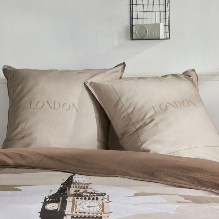 Juego de cama - TODAY - JAVA - 2 personas - 240x220 cm - Algodón - Estampado Londres - Beige 2 Juego de cama - TODAY - JAVA - 2 personas - 240x220 cm - Algodón - Estampado Londres - Beige 2