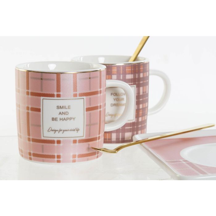 DKD Home Decor Mug Glam New Bone Rosa Marrón Apto Microondas y Lavavajillas, 4 Sets de 3 Piezas (12 Mugs) 1 DKD Home Decor Mug Glam New Bone Rosa Marrón Apto Microondas y Lavavajillas, 4 Sets de 3 Piezas (12 Mugs) 1