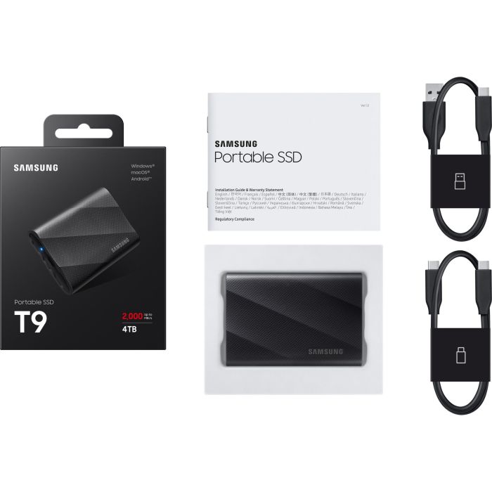 Samsung T9 Portable SSD 4TB USB 3.2 Gen2 Negro 3 Samsung T9 Portable SSD 4TB USB 3.2 Gen2 Negro 3