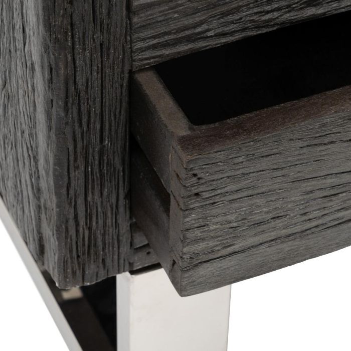 Mueble Tv Negro Madera / Acero Salón 160 X 40 X 59 cm