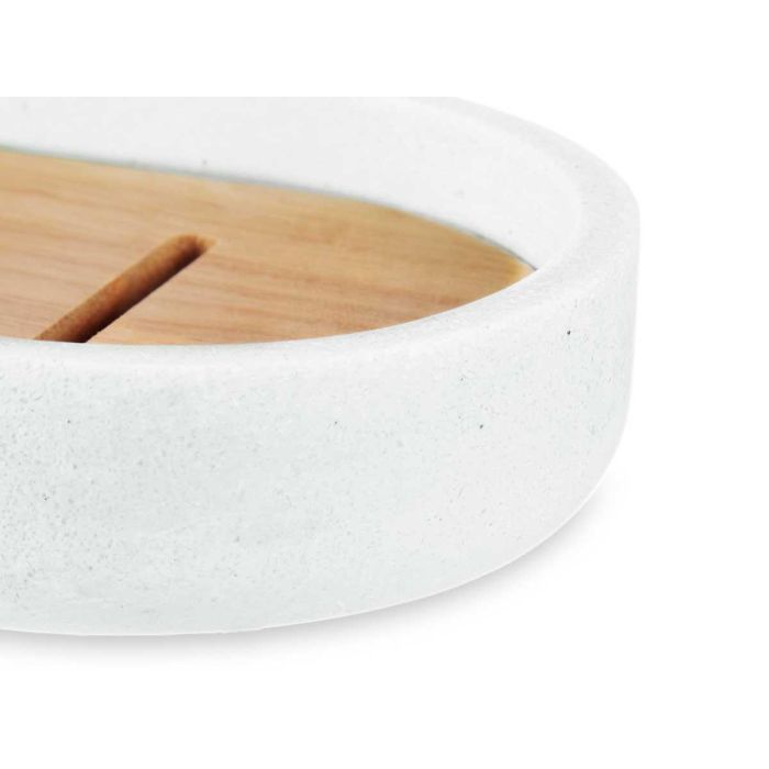 Jabonera de Resina y Bambú Blanco Berilo 12.5x2.5x8.5 cm (6 Unidades) 3