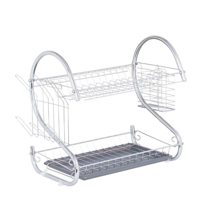 Escurreplatos Kinvara 2 pisos cromado gris 41x26.5x11.5 cm (6 Unidades) 1 Escurreplatos Kinvara 2 pisos cromado gris 41x26.5x11.5 cm (6 Unidades) 1