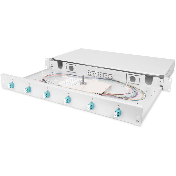 DIGITUS LWL Spleißbox 1HE bestückt 6x LC DX OM3 grau 1
