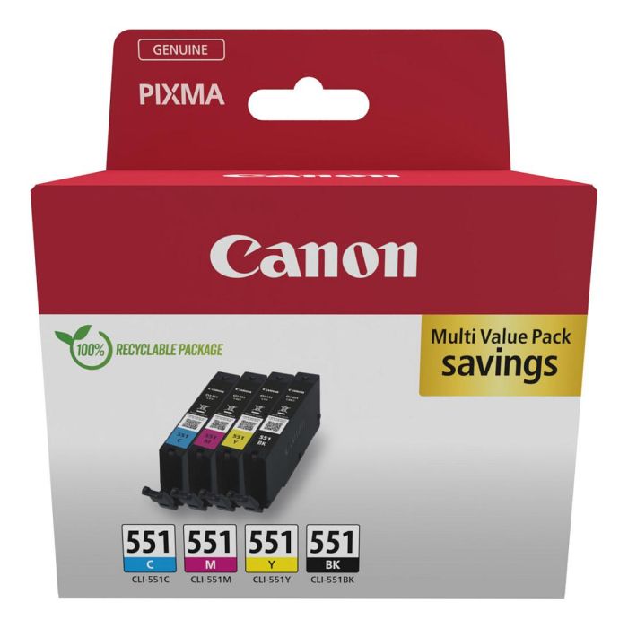 CANON Cartuchos CLI551 CMYK Multi EcoPack 4 colores carton 0 CANON Cartuchos CLI551 CMYK Multi EcoPack 4 colores carton 0