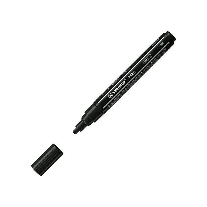 Marcador Acrylic Stabilo Free T300 Arty Line 2-3 Mm Negro (746) 5 unidades