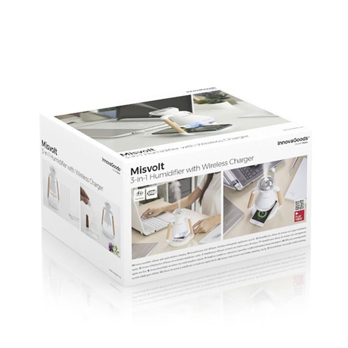 Humidificador Difusor de Aromas y Cargador Inalámbrico 3 en 1 Misvolt InnovaGoods 1 Humidificador Difusor de Aromas y Cargador Inalámbrico 3 en 1 Misvolt InnovaGoods 1
