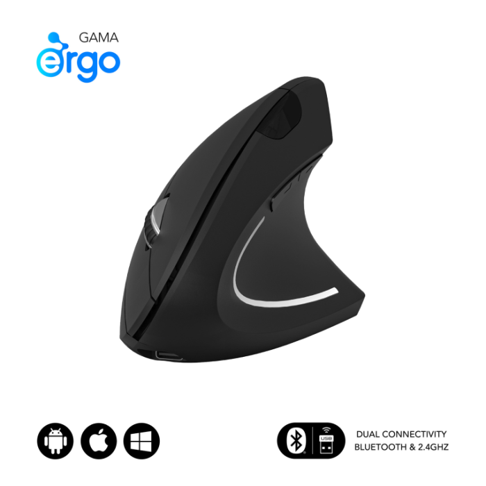 SUBBLIM Ratón GLIDE VERTICAL ERGO DUAL MOUSE BATTERY BLACK SUBBLIM Ratón GLIDE VERTICAL ERGO DUAL MOUSE BATTERY BLACK