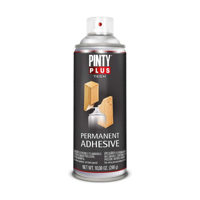 Pinty Plus Tech Adhesivo Permanente Spray 520cc - Blanco Mate, Base Solvente, Caucho Sintético
