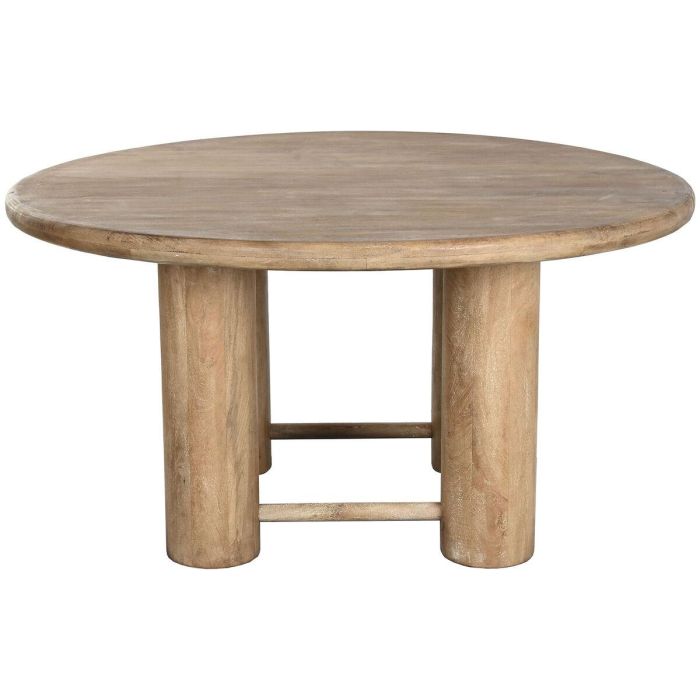 DKD Home Decor Mesa de Comedor Redonda Estilo Alpino, Madera de Mango Marrón, Diámetro 150 cm x Alto 78,7 cm, Desmontable DKD Home Decor Mesa de Comedor Redonda Estilo Alpino, Madera de Mango Marrón, Diámetro 150 cm x Alto 78,7 cm, Desmontable