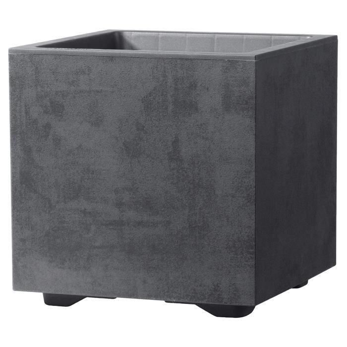 Maceta Cubo - DEROMA - Millennium R - Antracita - Con reserva de agua - 25 cm