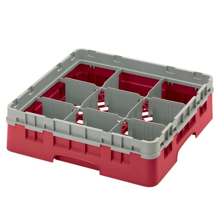 CAMBRO - 9S434-110 - Cesta de lavado 9 comp. 2 alturas - 14,8 cm Ø máx. - alt. máx. 13,5 cm - 50 x 50 x 18,4 cm - Negro
