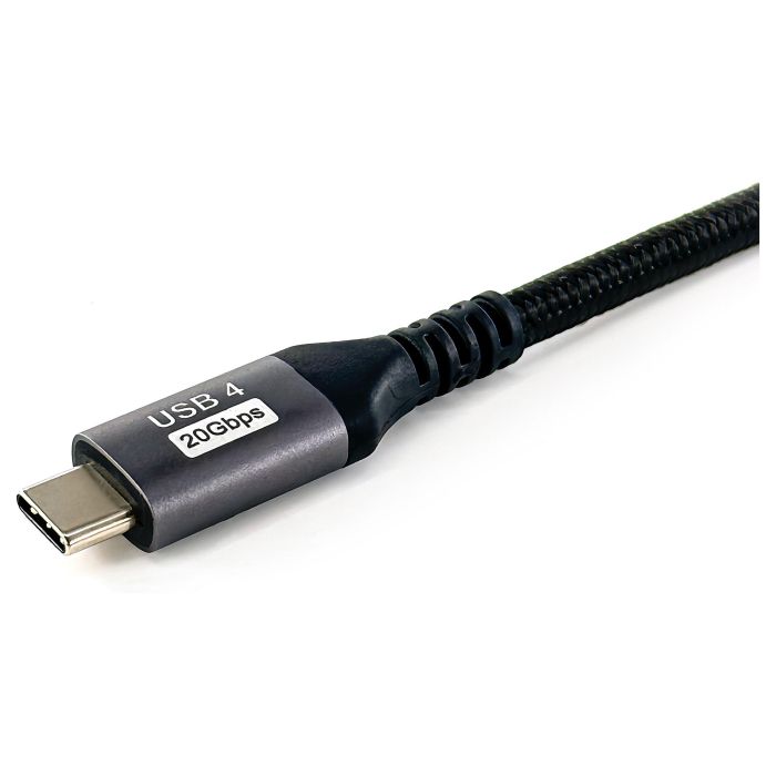 Equip Cable USB-C USB4 Gen2 Macho Macho 40Gbps 4K/60Hz 100W Con Chip E-Mark Color Negro 2.0m Malla algodon trenzado Carcasa Conector Aluminio 3