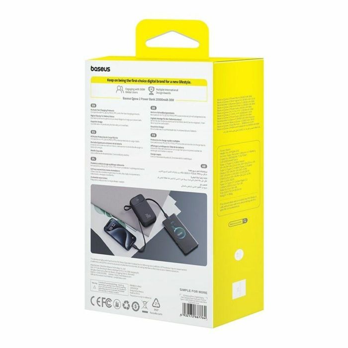 Powerbank Baseus P10055009113-00 Negro 20000 mAh 3 Powerbank Baseus P10055009113-00 Negro 20000 mAh 3