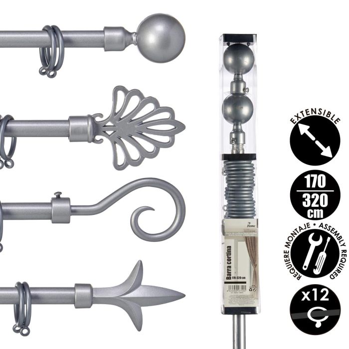 Barra Cortina Plata 170 320Cm Surtidos Pun Giftdecor (8 Unidades) 3 Barra Cortina Plata 170 320Cm Surtidos Pun Giftdecor (8 Unidades) 3