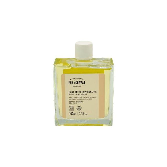 FER A CHEVAL Aceite Seco Multiusos Rápida Absorción con Aceites Orgánicos Almendra, Albaricoque y Oliva para Cuerpo, Rostro y Cabello con Aroma Leche de Avena