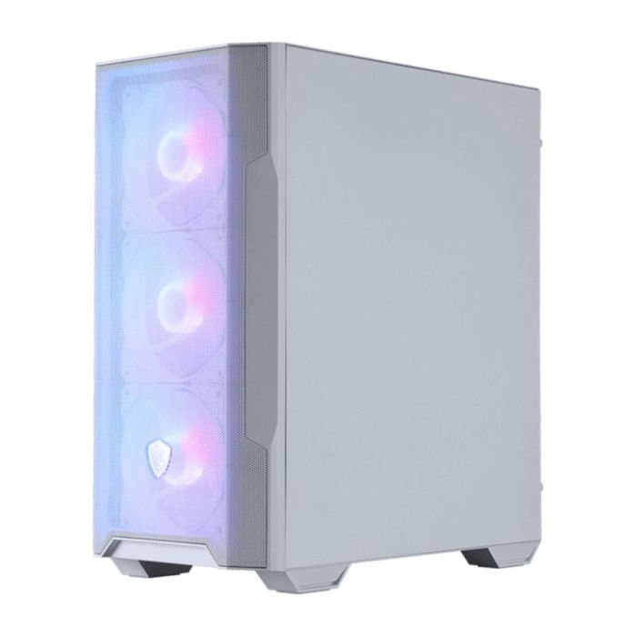MSI MAG Forge M100R Caja PC Gaming Midi Tower Micro-ATX Mini-ITX con Ventana Vidrio Templado Iluminación RGB y Filtro Polvo Transparente Blanca