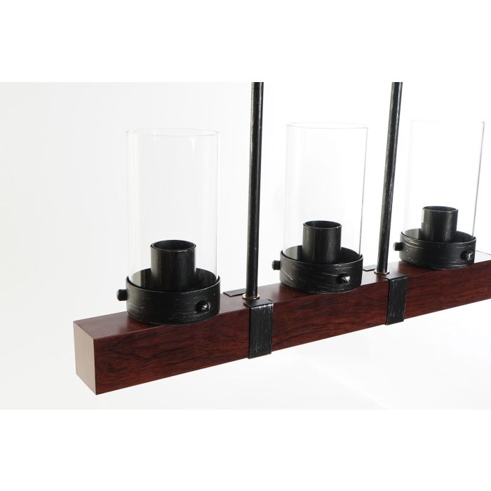 DKD Home Decor Lámpara Techo Loft Marrón Negro Aluminio Cristal 3 Bombillas E27 50x20x11 cm 2
