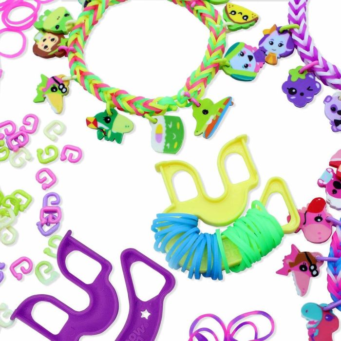 Bandai BAN1738045210754 Rainbow Loom Mini Combo Set Loomi Pals - Caja para hacer pulseras con 2100 elásticos y 60 charms 8