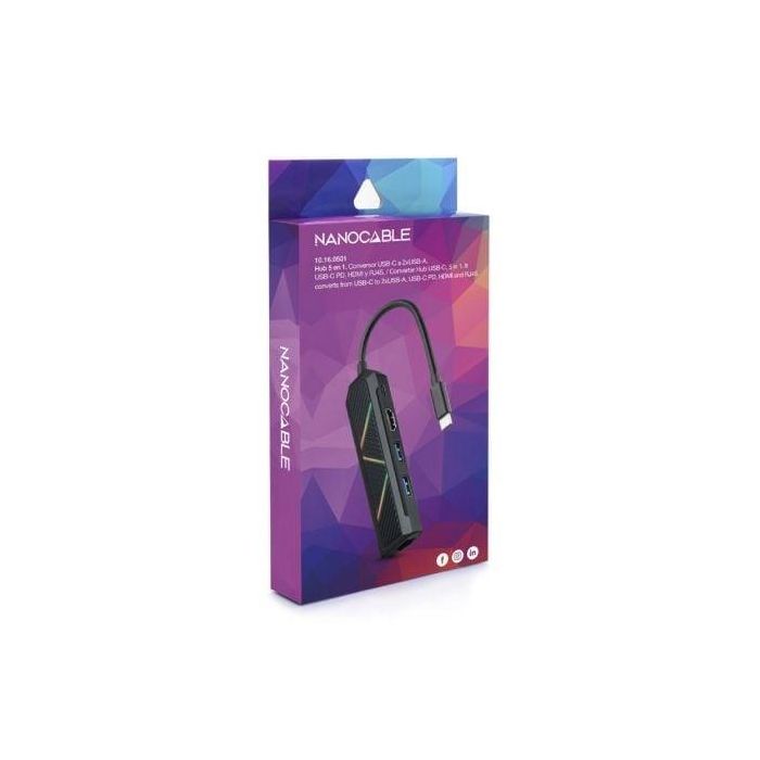 Docking USB Tipo-C Nanocable 10.16.0501/ 2xUSB/ 1xUSB Tipo-C PD/ 1xHDMI/ 1xRJ45/ Negro 1 Docking USB Tipo-C Nanocable 10.16.0501/ 2xUSB/ 1xUSB Tipo-C PD/ 1xHDMI/ 1xRJ45/ Negro 1