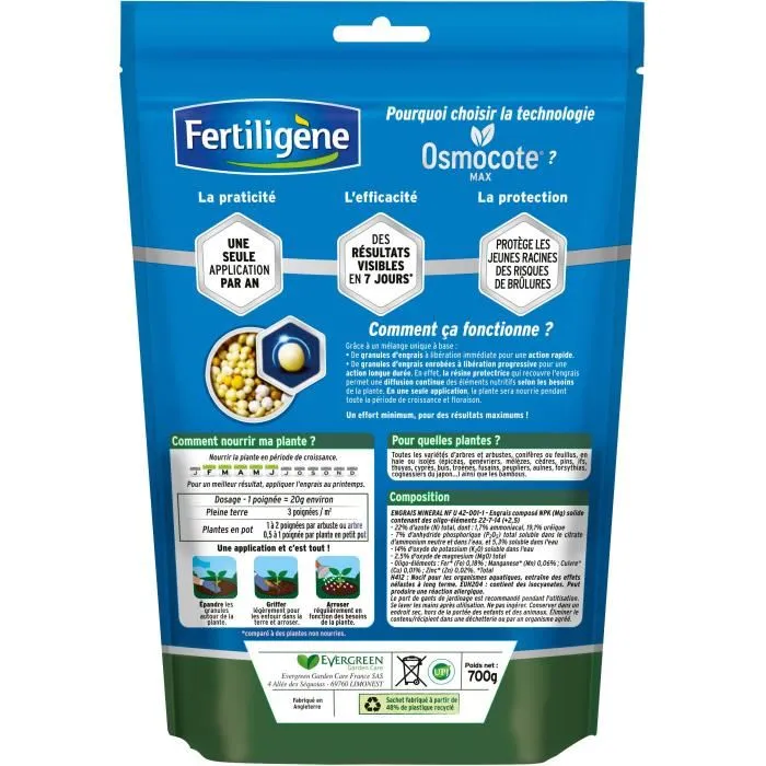 Fertiligene Osmocote Max Fertilizante Larga Duración Arbustos, Boj, Coníferas, Setos 700g 1