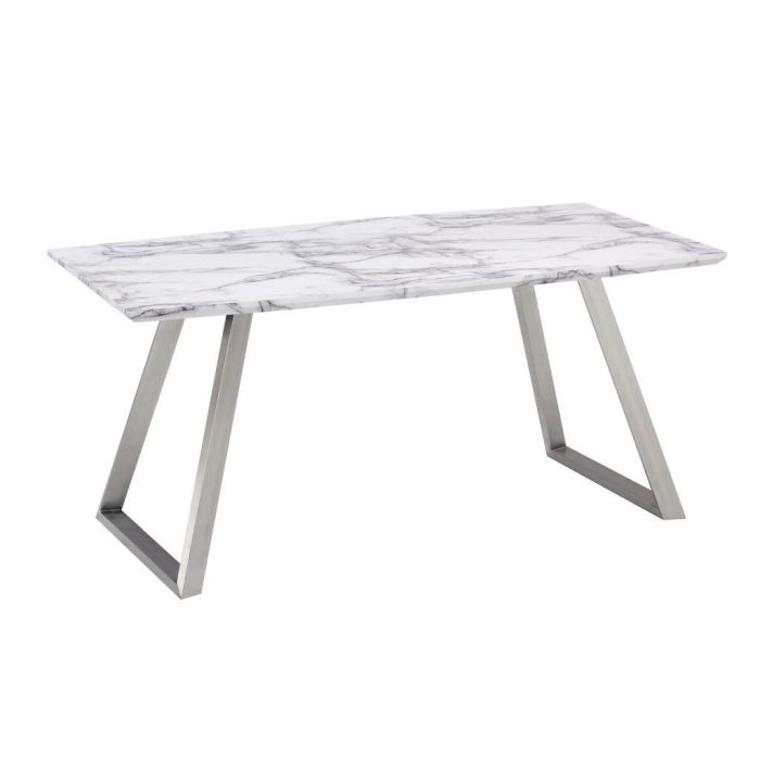 DKD Home Decor Mesa Comedor Moderna Blanca de MDF y Acero 160x90x76 cm