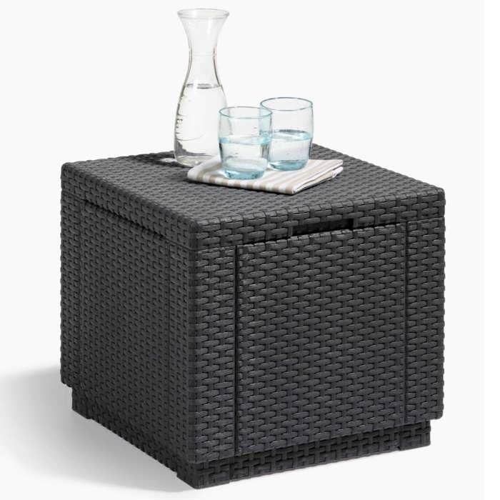 ALLIBERT JARDIN Mesa cubo de mimbre tejida con 60 l de almacenamiento - 42x42x39 cm - Grafito 1 ALLIBERT JARDIN Mesa cubo de mimbre tejida con 60 l de almacenamiento - 42x42x39 cm - Grafito 1