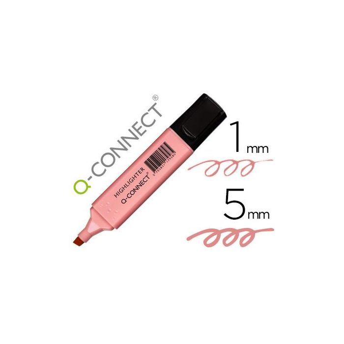 Rotulador Q-Connect Fluorescente Pastel Rosa Punta Biselada 10 unidades