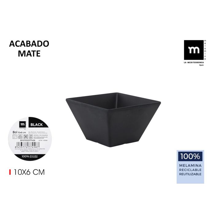 Bol de melamina mate negro 10x6 cm - La Mediterranea (24 Unidades) Bol de melamina mate negro 10x6 cm - La Mediterranea (24 Unidades)