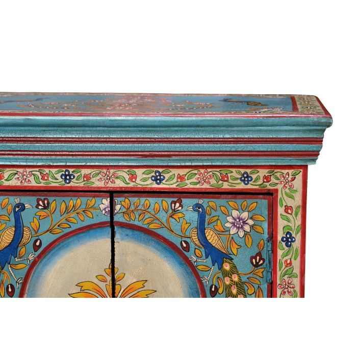 Giner Y Colomer Mesita de Noche en Madera de Mango Multicolor con 2 Puertas y Cajón 2