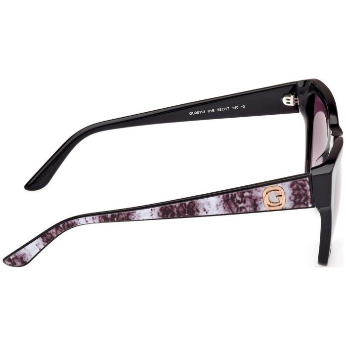 Guess GU00113 01B Gafas de Sol Cuadradas para Mujer Montura de Plástico Negra Brillante Cristal Gris Humo Degradado 55mm 3