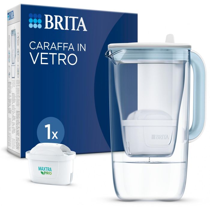 Brita Filtro de Agua Jarra Model One Vidrio Blanca 2.5L con 1 Filtro Maxtra Tecnología de Filtración