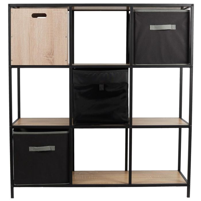 Home Deco Factory Estantería Loka de 9 compartimentos, madera MDF y hierro, 99x32x105.5 cm 3