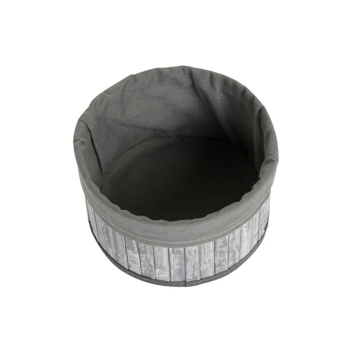 DKD Home Decor Cesta Set de 4 (2 Unidades) Gris Blanco Bambu Poliester Algodon MDF 30 x 17 x 30 cm 2