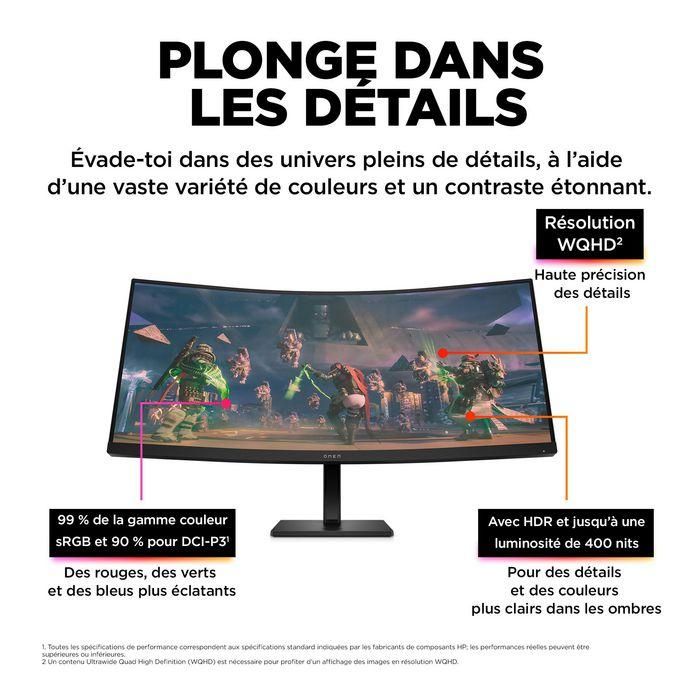 HP OMEN 34c Monitor Gaming Curvo WQHD 165Hz de 34 Pulgadas 12