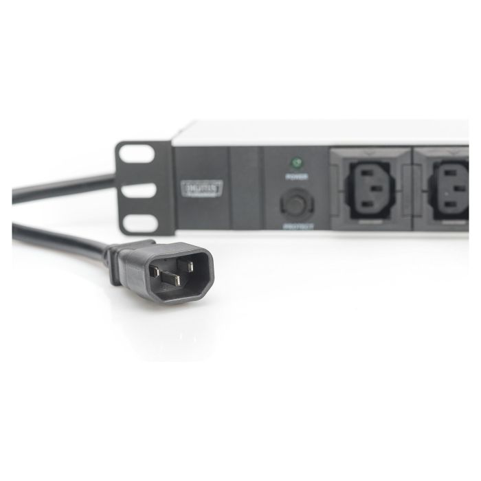 Digitus Regleta de enchufes con protección contra sobretensiones, 10 tomas, perfil de aluminio, cable de 2m 3