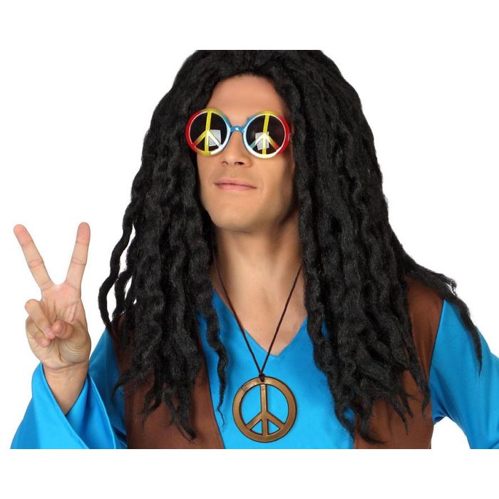 Colgante Hippie Años 60 Símbolo Paz 15*14 cm Plateado