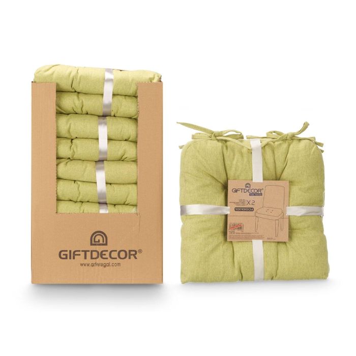 Set 2 Cojines Silla Verde 40x40 cm Giftdecor - Poliéster (6 Unidades) 2 Set 2 Cojines Silla Verde 40x40 cm Giftdecor - Poliéster (6 Unidades) 2