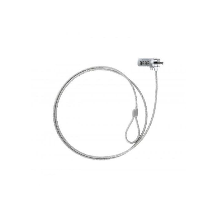 TOOQ CABLE DE SEGURIDAD T-LOCK CON COMBINACION PARA PORTATILES - BLOQUEO DE 4 DIGITOS - ACERO 4.5MM - LONGITUD 1.50M